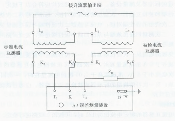 電流傳感器的角差、比差及復(fù)合誤差的微差法檢定線路圖